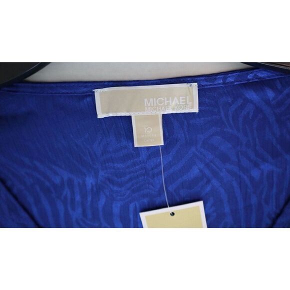 MICHAEL Michael Kors Women Sz 10 Royal Blue Zebra Print Jacquard Tie Dress - Picture 5 of 16